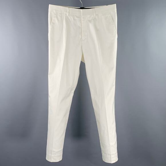IZZUE Size 32 White Cotton Blend Flat Front Casual Pants - Picture 1 of 4